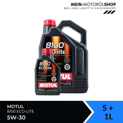 Motul 8100 Eco-lite 5W-30 Ford Opel GM Fiat GF-6A Motoröl 5+1 Liter = 6 Liter
