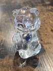 Vintage Fenton Art Glass Bear Figurine with Blue Heart September Birthstone