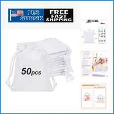 Durable White Velvet Gift Bags with Satin Drawstring – 50pcs for All Occasions