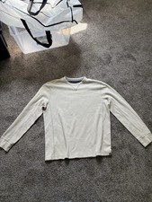 Eddie Bauer Men's Beige Waffle-Knit Thermal Crewneck Pullover Sweater L