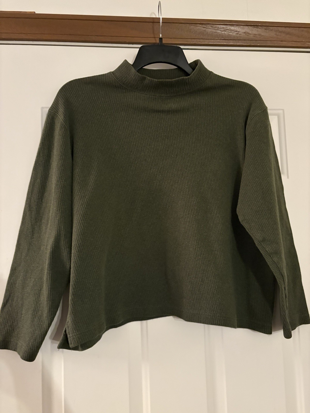 Classic Elements Mock Turtleneck Ribbed Dark Gree… - image 1
