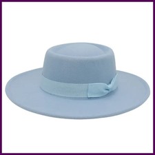 Wide Brim Flat Top Fedora Hats with Bow Women Party Wedding Church Hats Elegant
