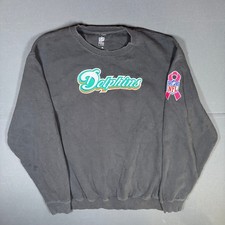 Vintage Miami Dolphins Sweatshirt Mens XL Black NFL Pro Line Breast Cancer Aware