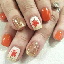 Fall Maple Leaf Short Square Press on Nails with Thanksgiving J Fall Maple Leaf