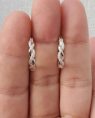 gedrehte Ringe aus 925 Sterling Silber, elegante Ohrringe 