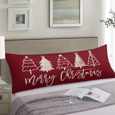 Merry Christmas Body Pillow Cover Winter Holiday Christmas Tree Long Pillowca...