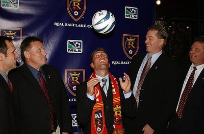 Real Salt Lake GM Steve Pastorino coach John Ellinger watches as t- Old Photo