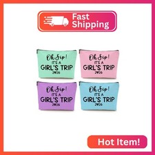 4Pcs Girl Trip 2026 Makeup Bag Funny Girls Trip Gifts Favors Girls Weekend Gifts