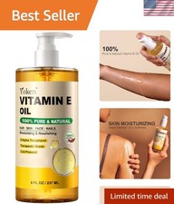8 Oz Organic Vitamin E Oil - Hydrating Body Face Oil, Cold Pressed No Scent