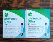 50 One Touch Ultra Test Strips 2 Boxes Of 25 Exp 4-30-26 Sealed