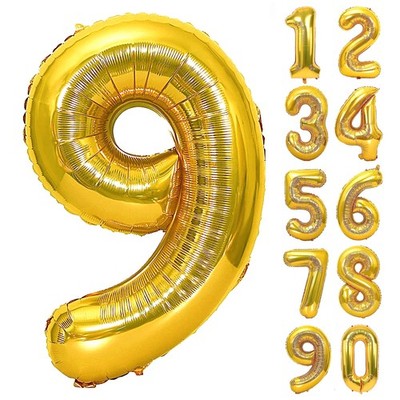 Ballon Geburtstag 9 Jahre Luftballons Zahl 9 Gold Gold 101 cm aufblasbar G...