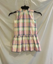 Gymboree Girls 6 Pink Blue Purple Yellow Plaid Taffeta Sleeveless Dress Easter