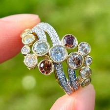 Lorique 18ct Yellow Gold Multi-Coloured Diamond Bubble Dress Ring (1.70ct)