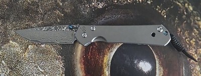 Chris Reeve Titanium Drop Point Damascus Knife *clone*