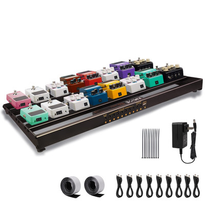 Guitar Pedal Board with Power Supply   24'' Pedalboard, Hook Tape, Cable Ties
