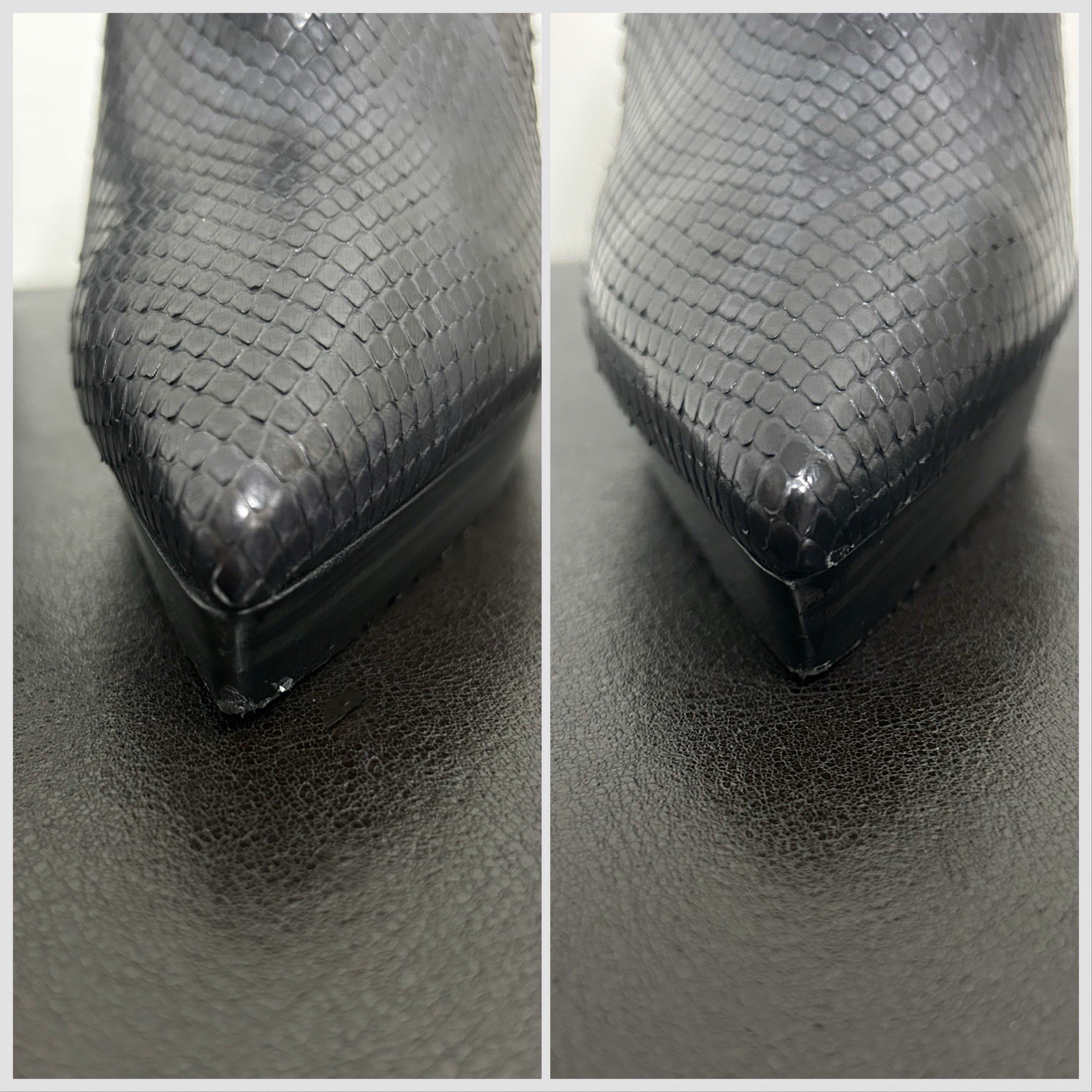 Burberry Black Gray Python Leather Platform Stile… - image 15