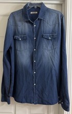 Fioroni Italy Chambray Blue Pearl Snap L/S Sh...