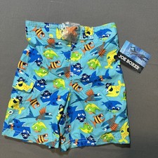 NWT Joe Boxer Boys YOUTH Blue SHARK FISH Print SWIM SHORTS Swim Trunks Size 4T