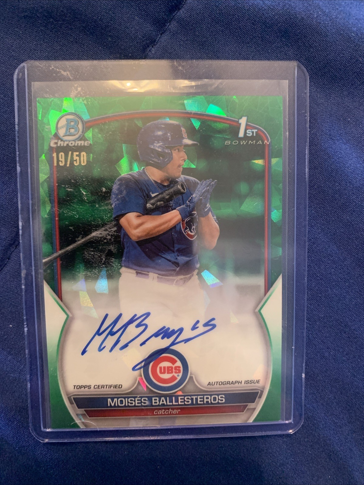 2023 Bowman Chrome Sapphire Moises Ballesteros 1st Bowman Auto /50 Green Cubs