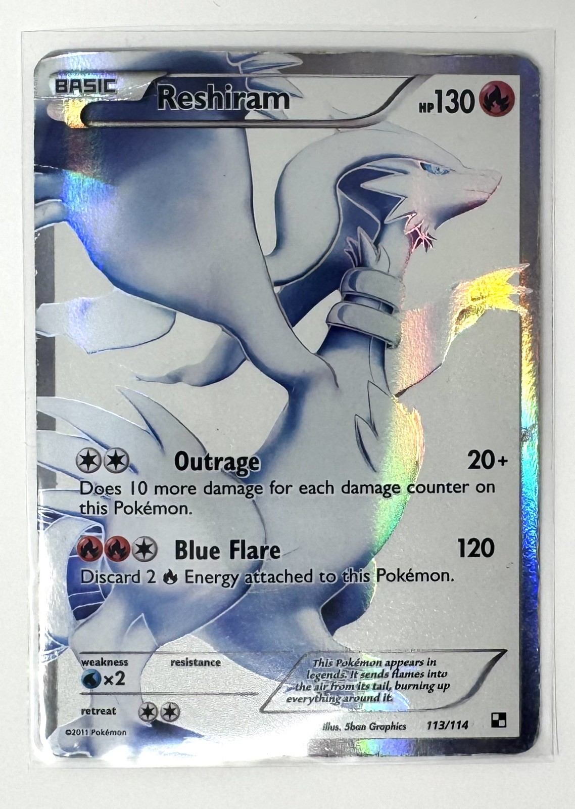 Reshiram (113 Full Art) 113/114 Black & White Holo