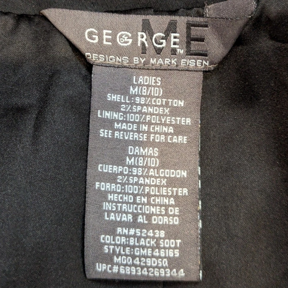 Gabardina forrada corta para mujer George negra con ribete blanco talla mediana Foto 4 de 4