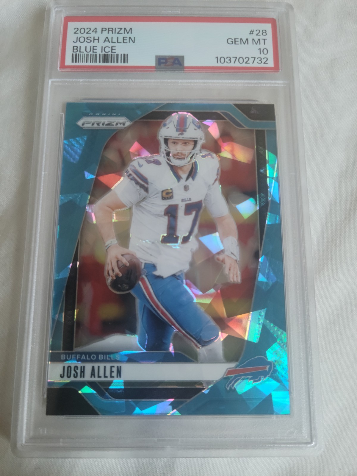 💎 2024 PRIZM JOSH ALLEN /99 BLUE ICE PSA 10 💎 GEM MT #28 BUFFALO BILLS 💎