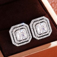 Innolea Ohrstecker Mit Dreifachem Halo-Zirkonia – Statement-Ohrringe FüR Damen
