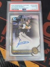 2022 Bowman chrome Jackson Merrill prospect auto PSA 10 GEM MT