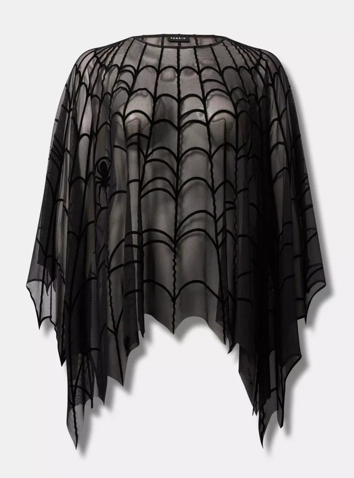 Nuevo con etiquetas Nuevo Poncho Torrido Negro Telaraña Malla Halloween Gótico Talla 5/6 5X 6X Foto 2 de 4