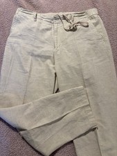 Uniqlo Women’S Beige Linen Cotton Tapered Lightweight Pants Size Large Resort