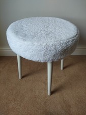 Vintage 60s/70s Sherbourne Pouffe Stool Retro MCM - Fluffy Seat, Painted Legs