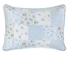 Laura Ashley Kenna Cotton Patchwork King Pillowcases Shams Blue Floral Country