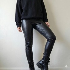 Commando Faux Leather Leggings Womens Large Black High Waist Stretchy Pants