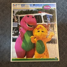 Barney and BJ - 25 Piece Puzzle - Milton Bradley 1999 Vintage 14.5x11.5