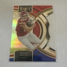 2023 Panini Select - Premier Level Travis Kelce #150 Red & Blue Prizm Die-Cut