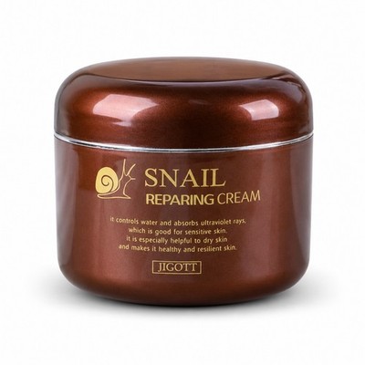 JIGOTT Genuine Snail Repairing Cream 100ml Anti-Aging Moisturizing K-Beauty