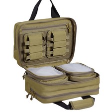 Uimoso Range Bag for 2 Pistols Tactical Gun Bag 2 Built-in Pistol Bags Brown