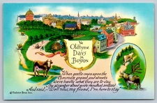 Ye Oldtyme Days in Boston Vintage Postcard Tichnor Bros 1940s