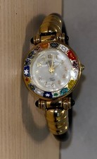 Murano Glass Millefiori Watch/Runs/New Battery/Hinged Cuff