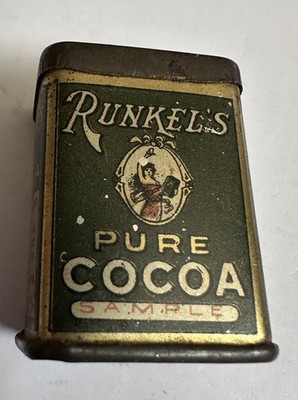 Vintage SAMPLE SIZE Antique Runkel s Cocoa Tin 1.5'' Tall