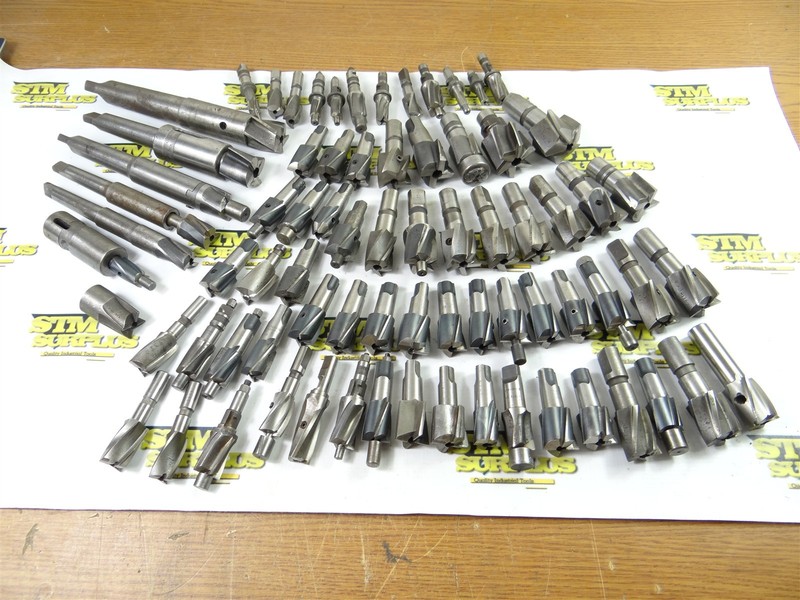 LOT OF 75 ASSORTED HSS PILOT COUNTERBORES 3/8" TO 1-15/16" DIA + 6 ARBORS