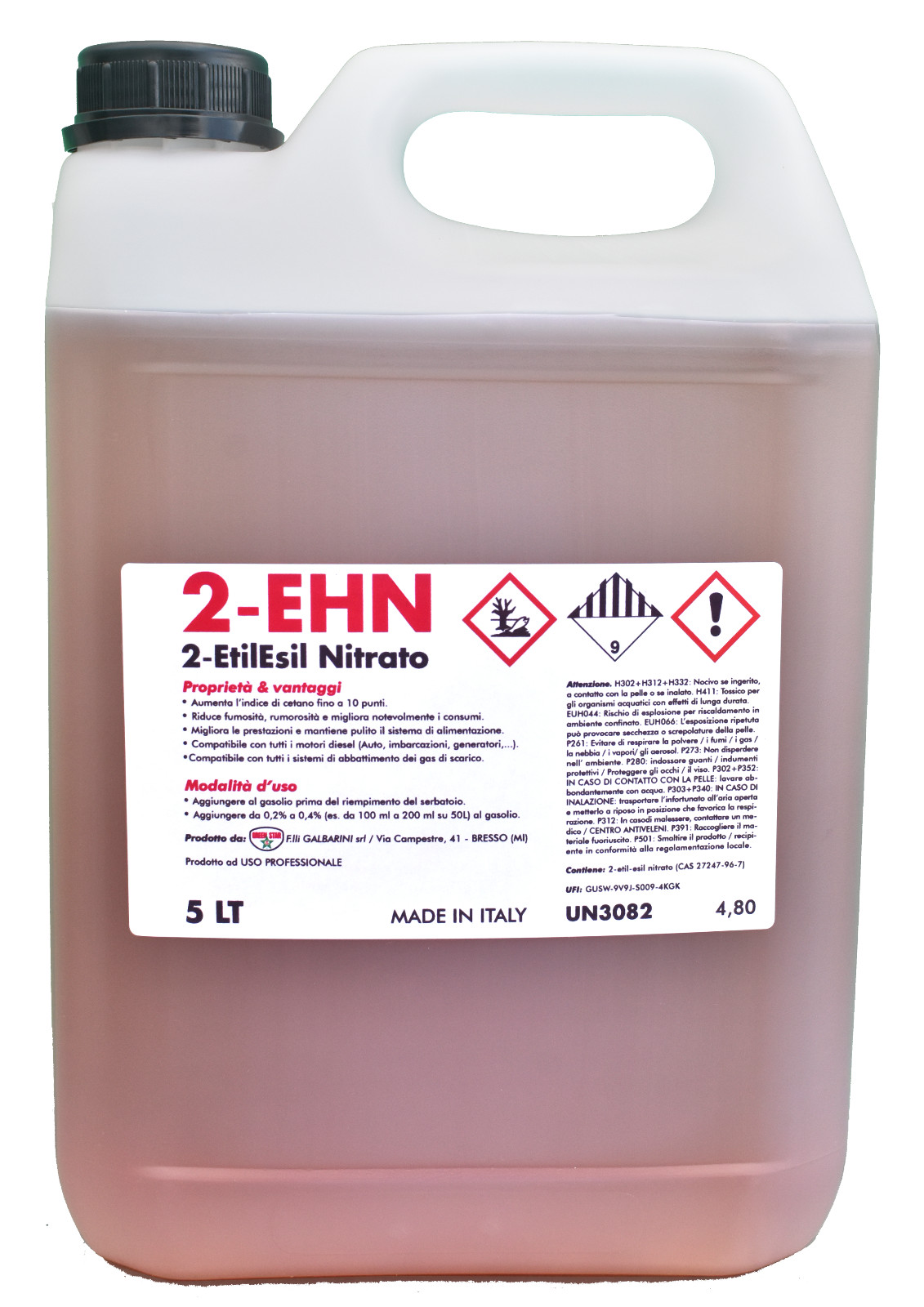 2-ehn99 (Come Hydra) 2-Etilesile nitrato Puro Cetano Top Additivo Diesel. 5L
