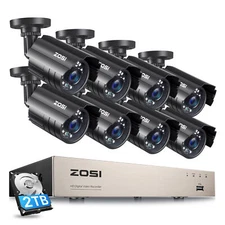 ZOSI 8CH H.265+ 5MP Lite DVR 1080P Home Security Camera System Weatherproof