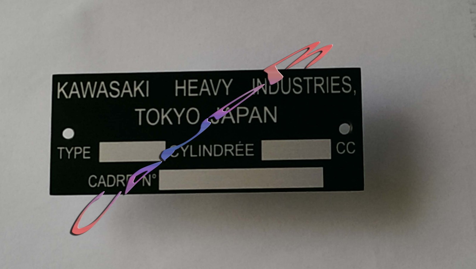 Plaque Kawasaki Z1 en aluminium noir pour moto de collection