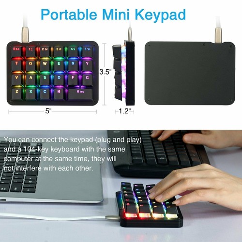 Einhandmakro Mechanische Tastatur RGB LED-Tastatur 23 Tasten Roter Schalter - Bild 5 von 6