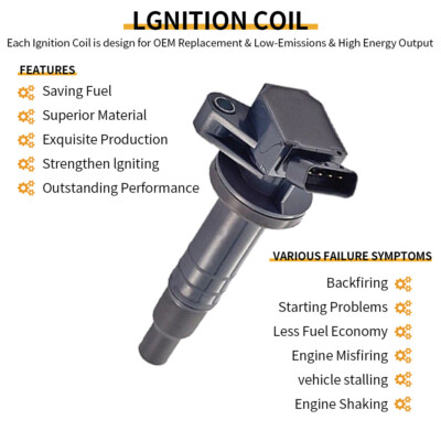 Set of 4 Ignition Coil + Spark Plug UF247 fit 2000-08 Toyota Corolla Celica 1.8L