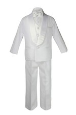 6pcs Boy Teen White Satin Shawl Lapel Suits Tuxedo with a Color Satin Vest 4T-20