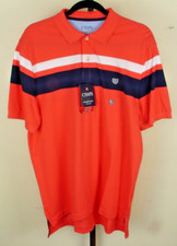 Chaps Men's The Everyday Red White Blue Striped Polo Shirt Size Large NWT