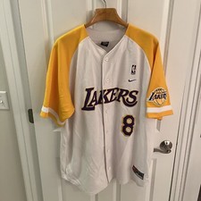 Kobe Bryant Nike Los Angeles Lakers NBA Baseball Jersey Men XXL 2XL Button Up