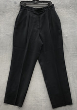 Women Dress Pants Size 12 Navy Blue Pleated Front Pockets Career